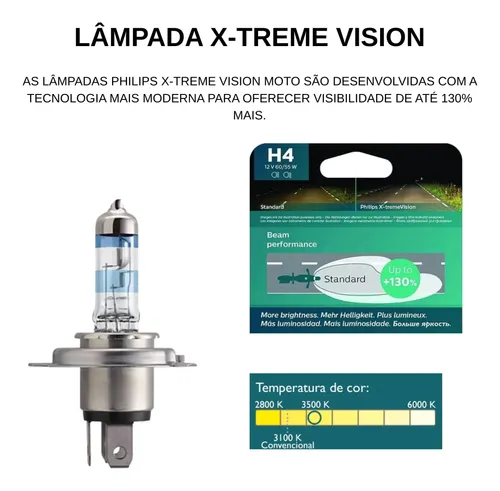 Kit Lâmpada Philips X-treme Vision H4 55/60w 12v (par) | Frete grátis