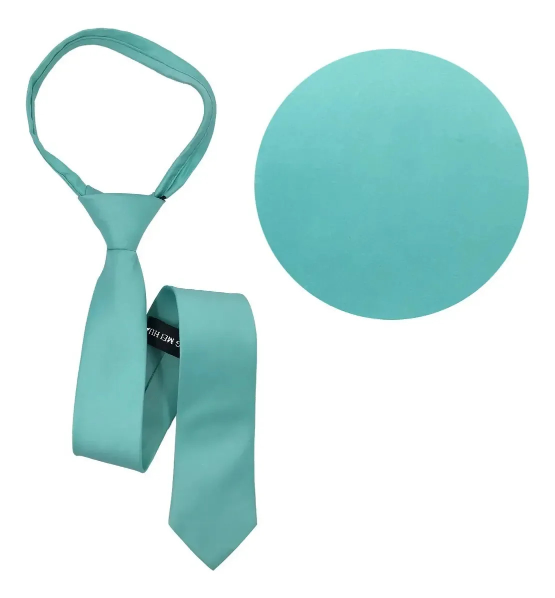 Gravata Masculina Adulto Com Ziper Lisa Nó Pronto Casamento Cor Verde Tiffany Fosca