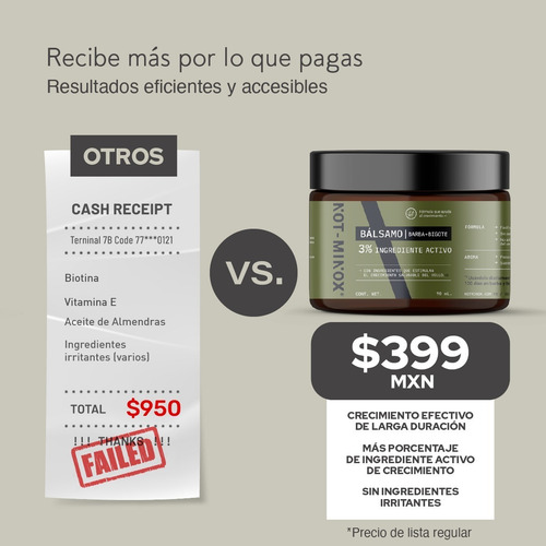Imagen 5 de 8 de Balsamo Para Crecimiento Barba Bigote 3% 90ml Con Biotina