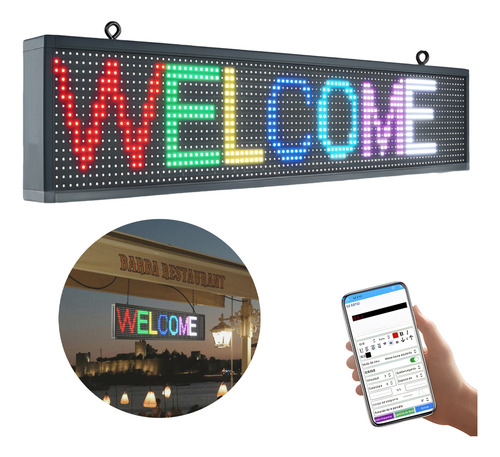 Letrero Led Programable Wifi 100cm X 19cm Color Publicidad