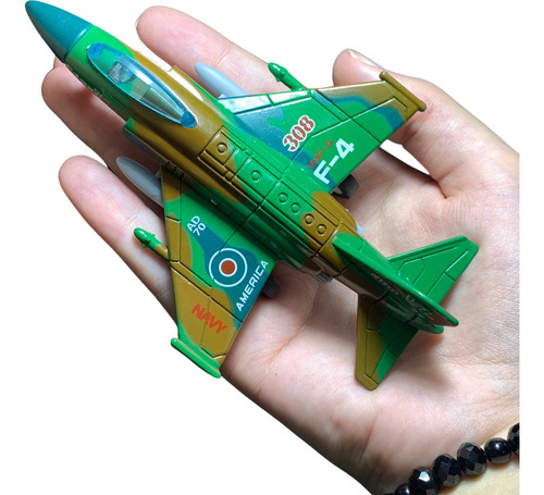 Avião Militar Brinquedo Miniatura Jato Caça F-15 Luz Fricção Cor Verde-escuro