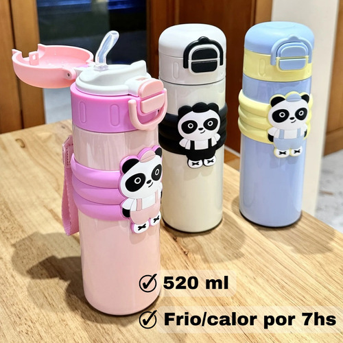 Botella Térmica Infantil Doble Pico Acero Inoxidable 520 Ml Celeste