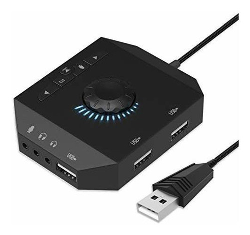 Hub Usb Adaptador De Audio  Tarjeta De Sonido Externa C...