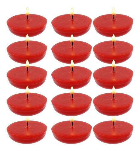 15 Velas Flotantes Color Rojo Aluzza