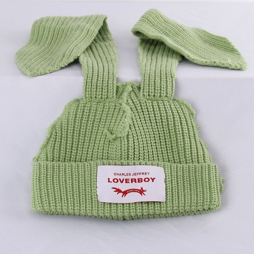 Gorro Cálido De Punto Sólido Con Orejas Largas A