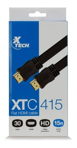 Cable Hdmi Plano 1,80mts Macho/macho En Caja Xtech Xtc-406 N