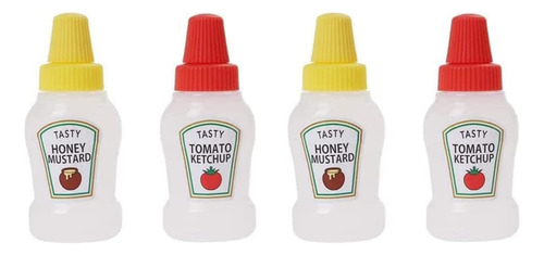 4 Mini Botella Ketchup Para Accesorio Caja Bento Exprimible