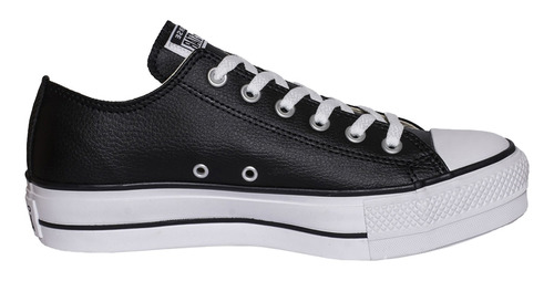 Zapatilla Converse All Star Low Plataforma Cuero Negro