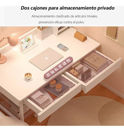 Mesa De Escritorio Moderna Mesa De Trabajo Con 2 Cajones 120*50*75cm