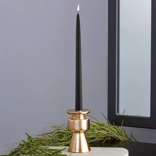 Set 4 Velas Largas Cónicas De Candil Cenas Bodas Deco 25cm Negro Cónica Ng50 Sin Aroma