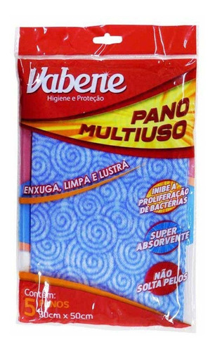 Pano De Limpeza Multiuso Azul Tipo Perflex 30x50cm 5un