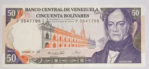 Billete De Venezuela 50 Bs Diciembre-10-1985 P7 Sin Circular
