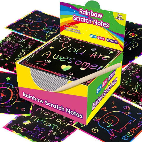 Papel Rascador Negro Para Niños Rascador Arcoíris Tarjetas D