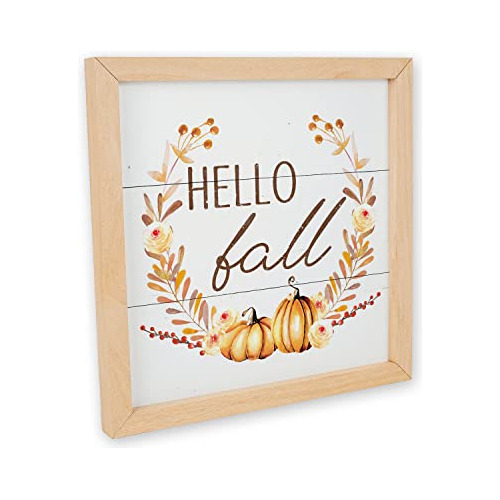 Señal De Madera De  Hello Fall Wreath , Señales De De...