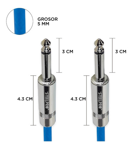 Cable Profesional Para Guitarra 10m Plug6.3-plug6.3 Steelpro