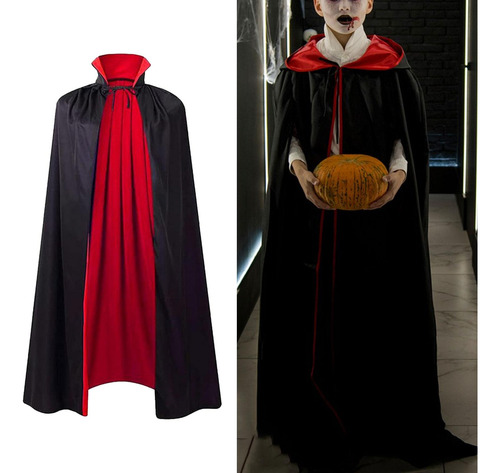 Capa De Halloween Para Se Vestir Como Preto E Vermelho 75 Cm