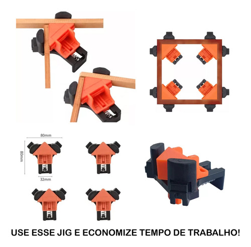 Kit 4 Braçadeira Sargento Angular 90º Marceneiro