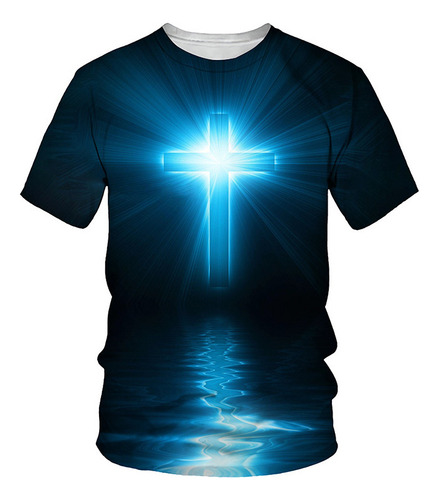 Camiseta De Manga Corta Impresa En 3d Estilo Cristiano