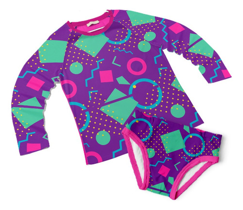 Traje De Baño Niña Proteccion Solar Playera Super Cool 80s