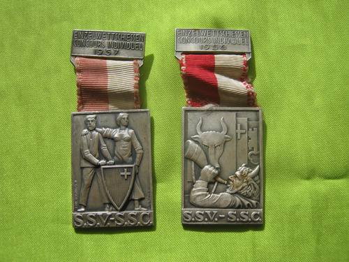 Par De Medallas Suizas De Tiro 1956-57