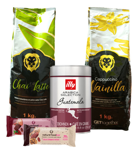 Pack Regalo: Chai + Capuccino + Illy + 2 Barras Proteicas
