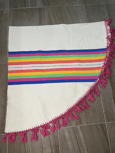 Mantel Artesanal Oaxaqueño Redondo 1.80m Multicolor
