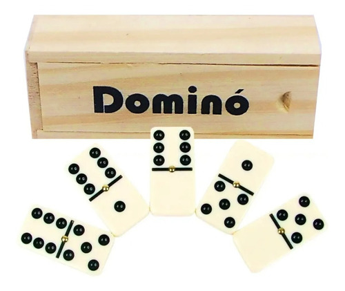Juego Domino Caja Madera  Fichas De 3 X 1.5 Cm 