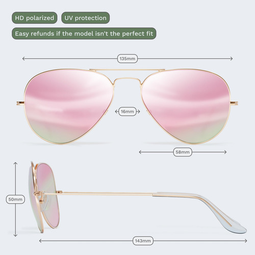 Lentes De Sol Polarizado Uv 400 Efecto Espejo Estilo Aviador