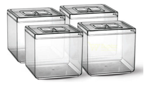 Kit - 4 Potes Em Acrilico P/ Granel Cereais Alimentos 5l