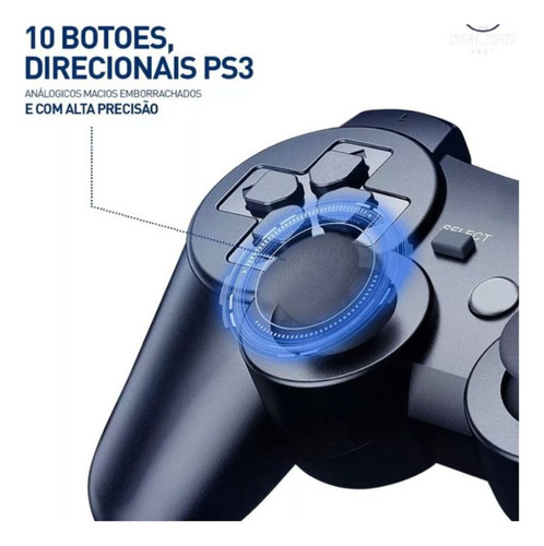 Controle Compatível Para Ps3 Playstation 3 Sem Fio Wireless Preto