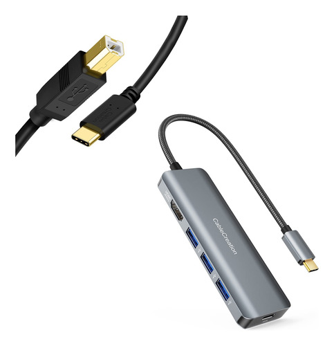 2 Articulos: Cable Impresora Usb C Cablecreation + Aluminio