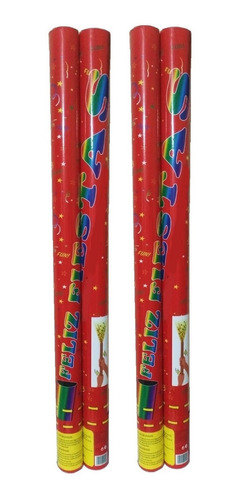 Pack 4 Lanza Confeti Feliz Fiestas 80 Cm Cotillon Año Nuevo