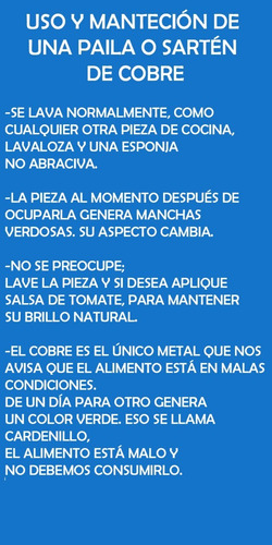 Imagen 4 de 5 de Sarten De Cobre 99.9%diámetro 24 CmAlto 7 Cm