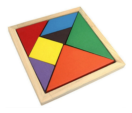 Tangrama De Madera 7 Piezas Mediano 14 X 14 Juego Educativo