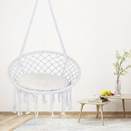 Hamaca Colgante Macramé Columpio Con Cojín