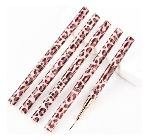 Nuevo Pinceles For Uas, 5 Piezas, Doble Punta, Leopardo
