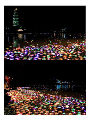 Velas Flotantes Led Tealight Flor De Loto Luces De Piscina
