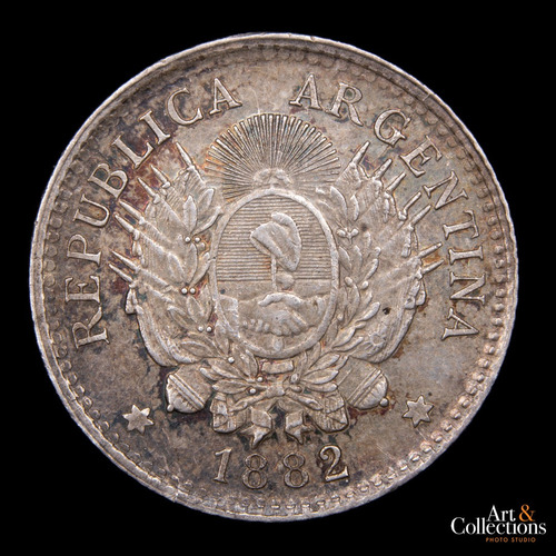 Argentina, 10 Centavos, 1882. Plata. Cj#22.1.1. Xf+
