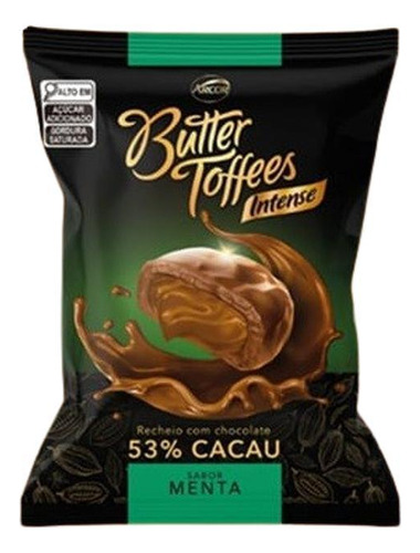 Bala Menta Chocolate 53% Cacau Butter Toffees Intense 500g