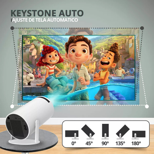 Projetor Hy300 Wifi 6 Hd 260 Ansi Android Cpu Allwinne H713 Smartv Box Br Atualização Branco