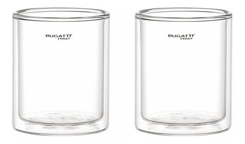 2 Copos De Whisky Bar Parede Dupla Vidro 300ml Bugatti Cor Transparente