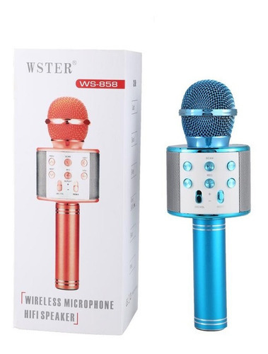 Microfono Bluetooth Ws 858 Karaoke Color Azul
