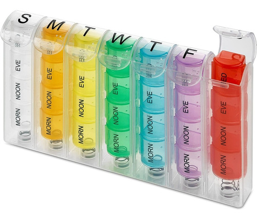 Pastillero Plegable Semanal Compartimentos Por 7 Días Color