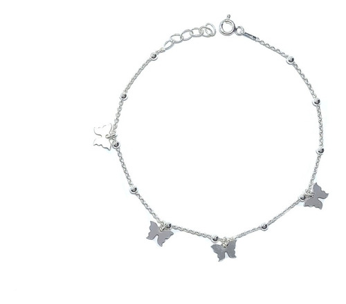 Pulsera Mariposas Bolitas Plata Fina 925