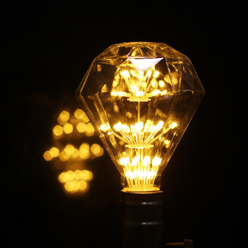 Bombilla Led Vintage Globe G95 Diamond Firework, Cálida, 3 W