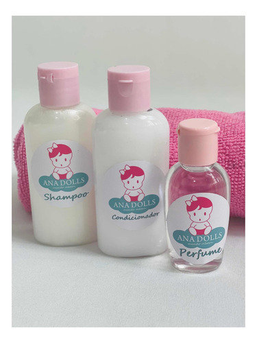 Shampoo, Condicionador E Perfume Bebê Reborn Cor Rosa-claro