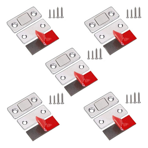 Cierre Magnético Puerta Tope Magnético Armario Cajones 5pz Color Plateado