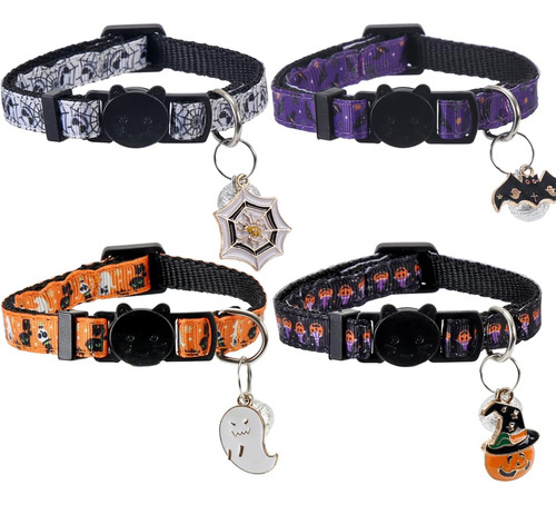 Collar De Gato De Halloween Con Campana, Vacaciones Suaves P