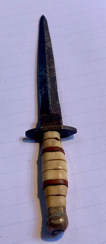 Antiguo Mini Puñal Tipo Daga Mujer Toledano Marfil Y Marrón (Usado)