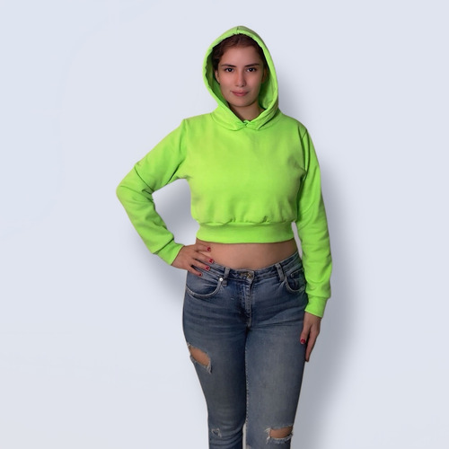 Sudadera Crop Top Mujer Ombliguera Fluorescentes Y Resorte